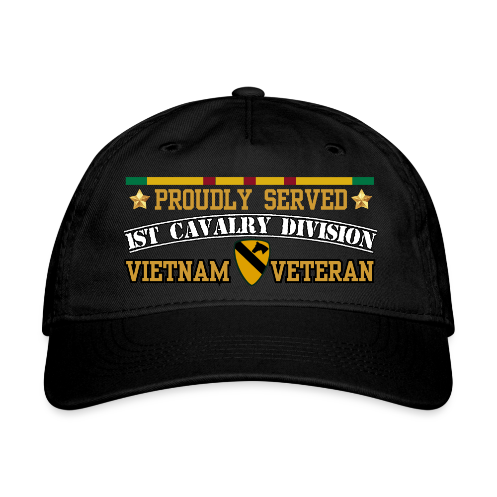 Proudly Served 1st Cavalry Division Vietnam Organic Baseball Cap - black