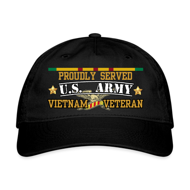 Proudly Served US Army Vietnam Organic Baseball Cap - black