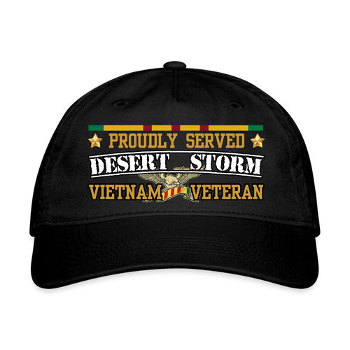 Proudly Served Desert Storm Vietnam Organic Baseball Cap - black