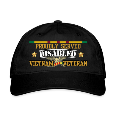 Proudly Served Disabled Vietnam Organic Baseball Cap - black