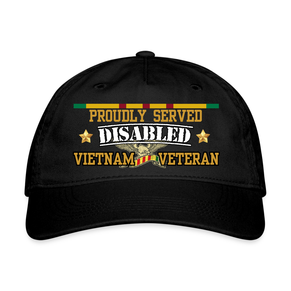 Proudly Served Disabled Vietnam Organic Baseball Cap - black