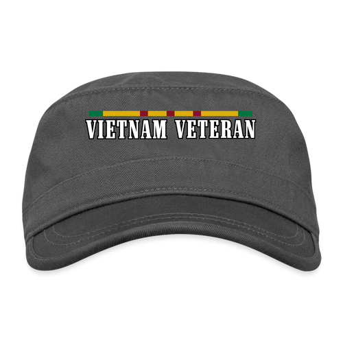 Vietnam Veteran with Grey Color Material Organic Cadet Cap - charcoal