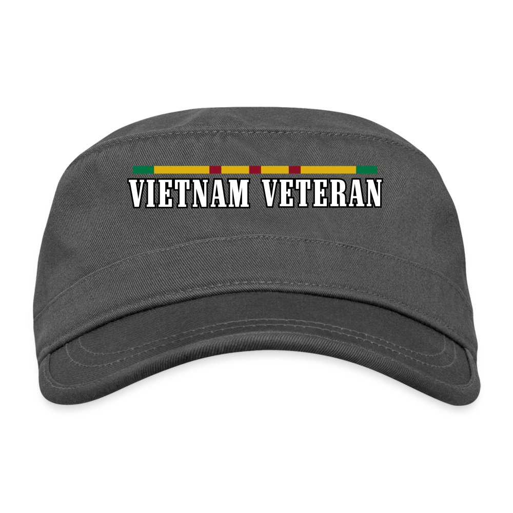 Vietnam Veteran with Grey Color Material Organic Cadet Cap - charcoal