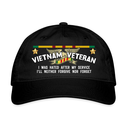 Vietnam Veteran Never Forgive And Forget Organic Baseball Cap - black