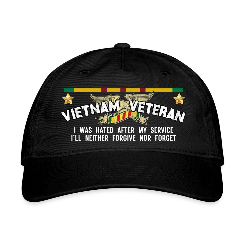 Vietnam Veteran Never Forgive And Forget Organic Baseball Cap - black